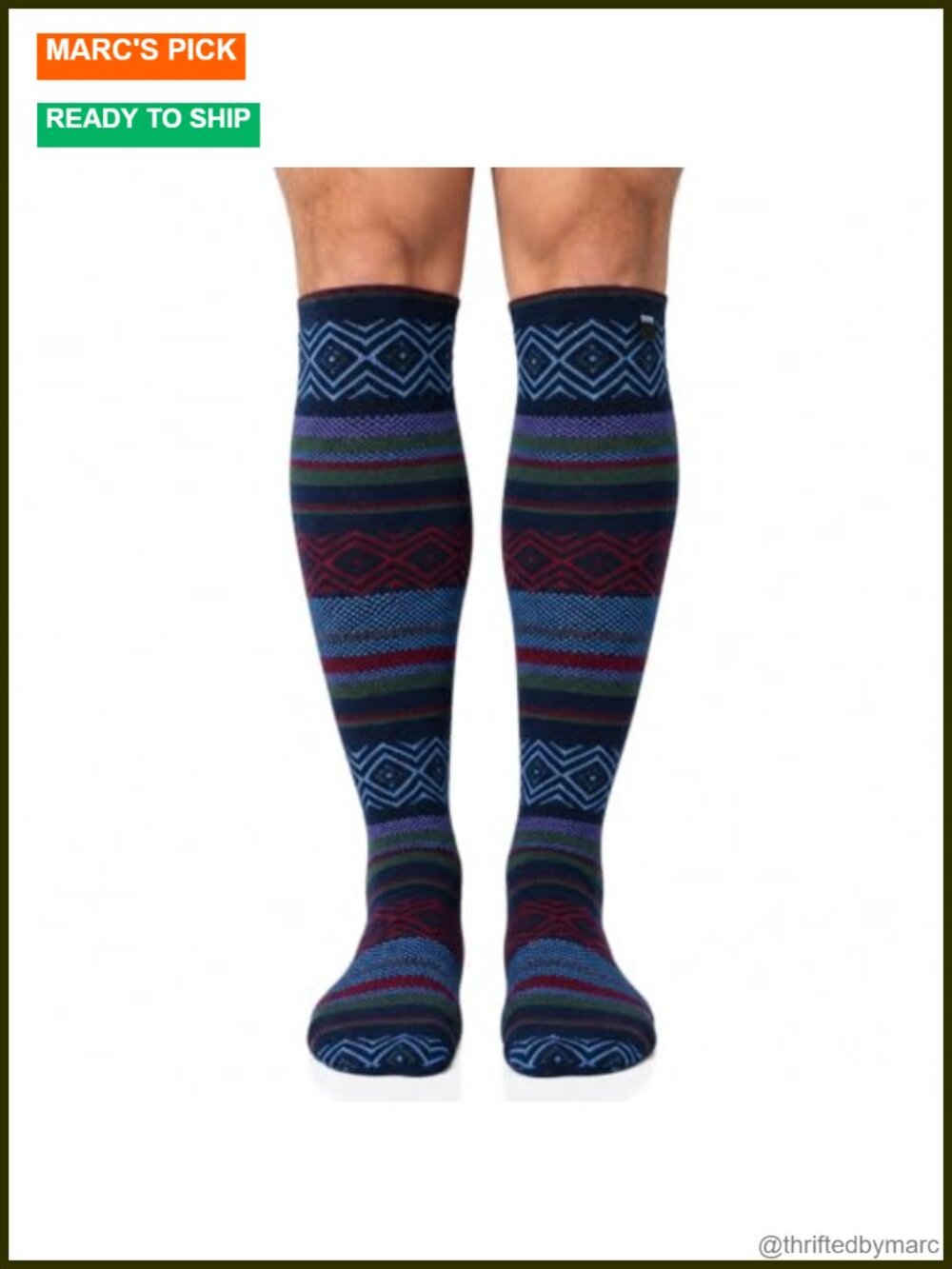 Knee-High Fleece Socks Nordic Pattern Winter Lounge Boot Socks